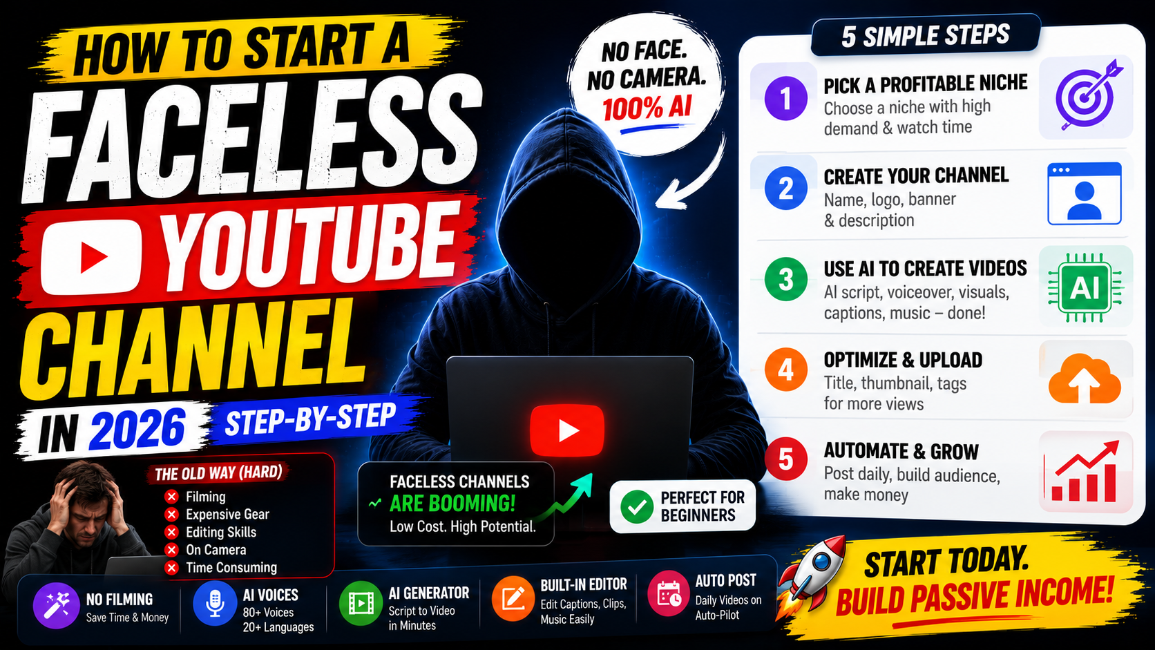 How to Start a Faceless YouTube Channel in 2026 (Step-by-Step)