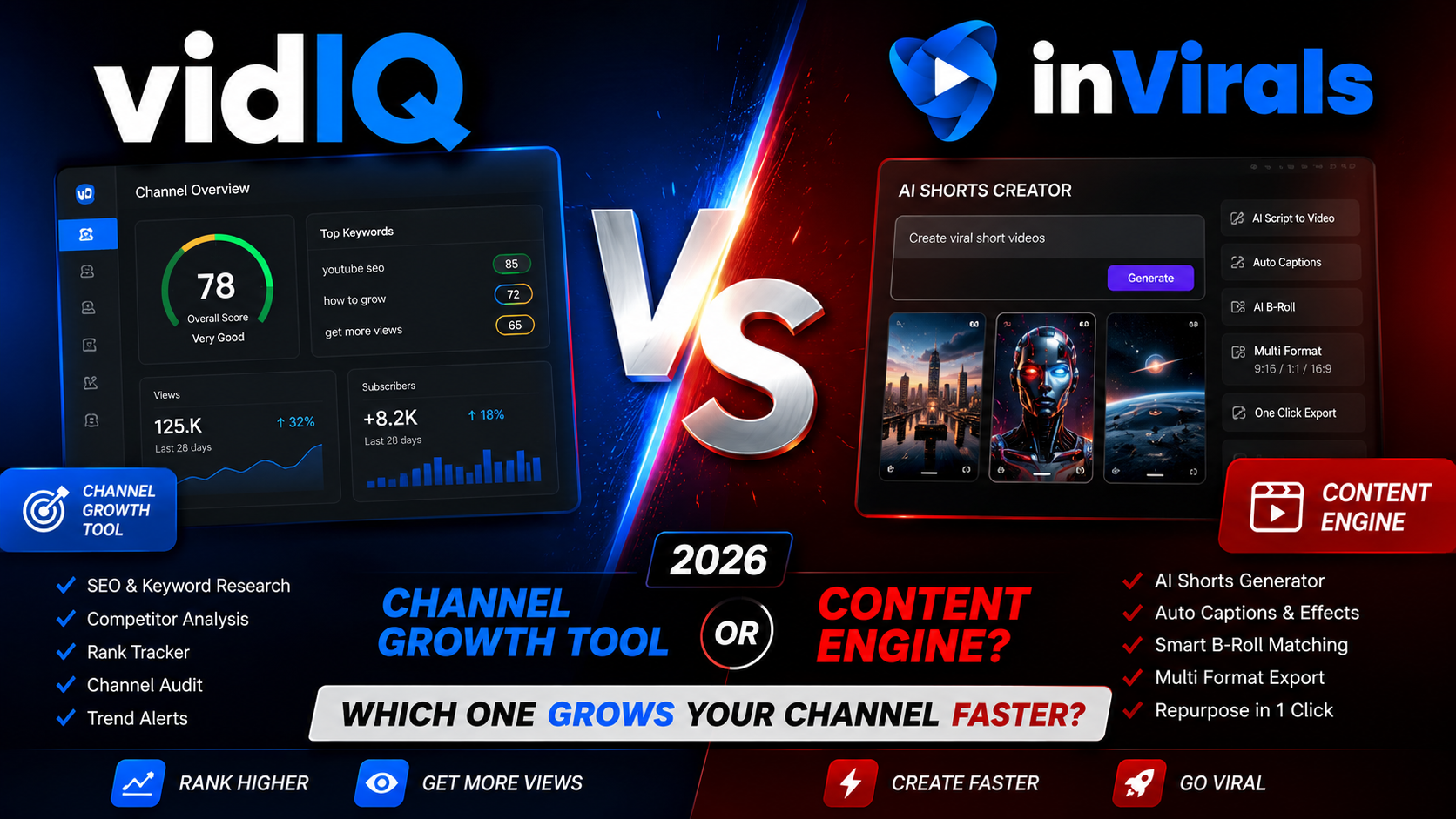 vidIQ vs inVirals 2026: Channel Growth Tool or Content Engine?