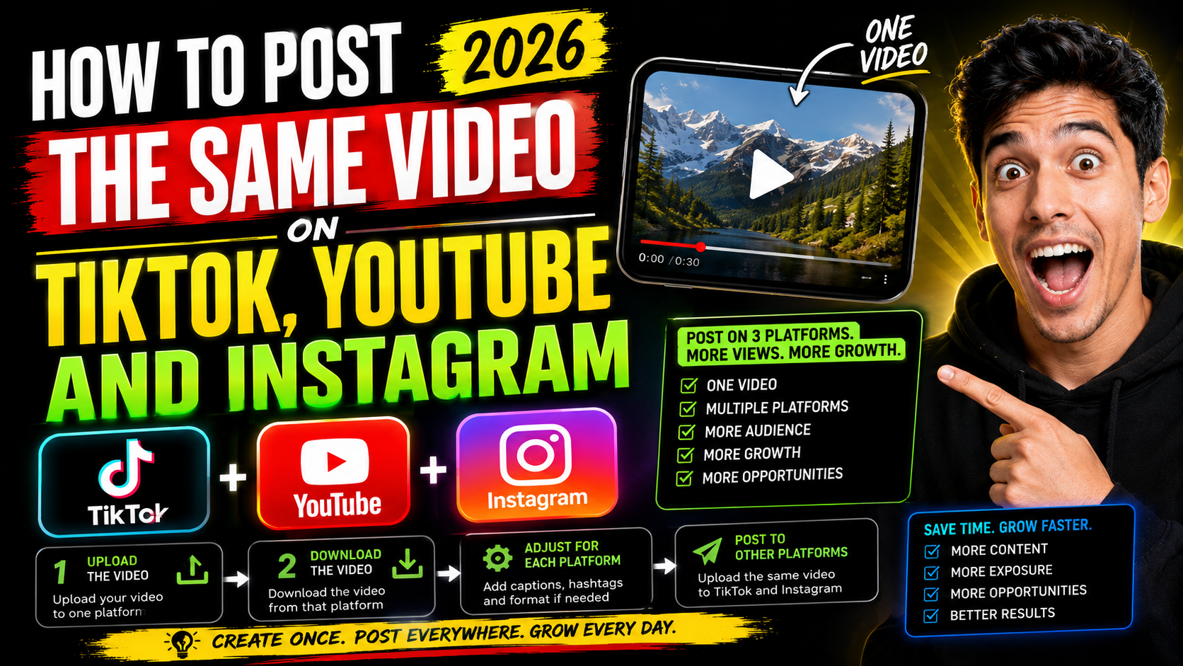How to Post the Same Video on TikTok, YouTube and Instagram (2026)