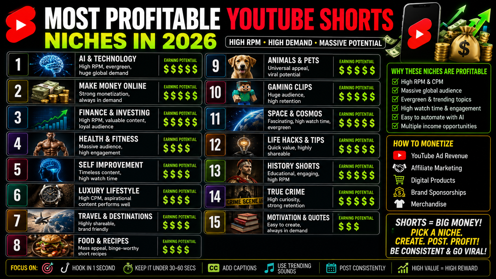 Most Profitable YouTube Shorts Niches in 2026